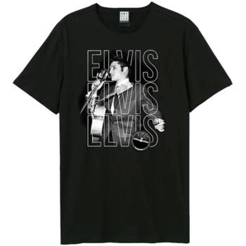 Image of Amplified Amplified Men Triple Logo Sun Records & Elvis T-Shirt in Black Size: 2X-large Black XXL Male 5063238007154
