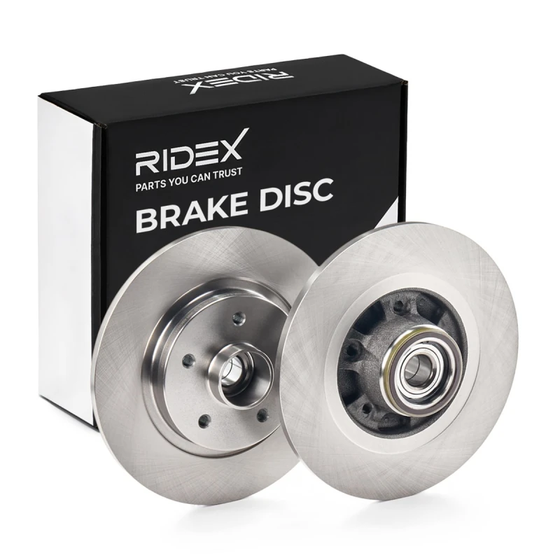 Image of RIDEX 82B0649 Brake disc Rear Axle, solid, Cast Iron, Uncoated, Untreated, with ABS sensor ring Cast Iron Brake Disc (82)