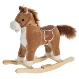 Image of Homcom Kids Plush Rocking Horse with Realistic Noises, Brown