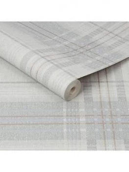 image of Superfresco Rhea Plaid Grey / Rose Gold Wallpaper