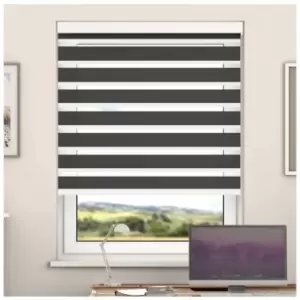 Image of Newedgeblinds - Day And Night Zebra Roller Blind with Cassette(Steel Grey, 105cm x 220cm)