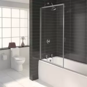 Image of Aqua 3 Framed Bath Screen 750mm X 1375mm X 3mm Clear Glass Silver Frame