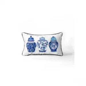 image of YST0285 Dark Blue Blue White Cushion