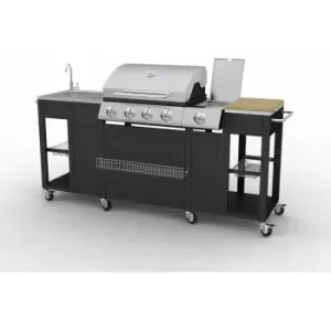 image of vidaXL Outdoor Kitchen Barbecue Montana 4 Burners - Black