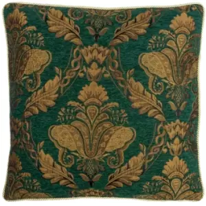 image of Shiraz Traditional Jacquard Cushion Emerald, Emerald / 45 x 45cm / Polyester Filled