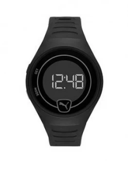 Puma Puma Black Digital Dial Black Pu Strap Watch