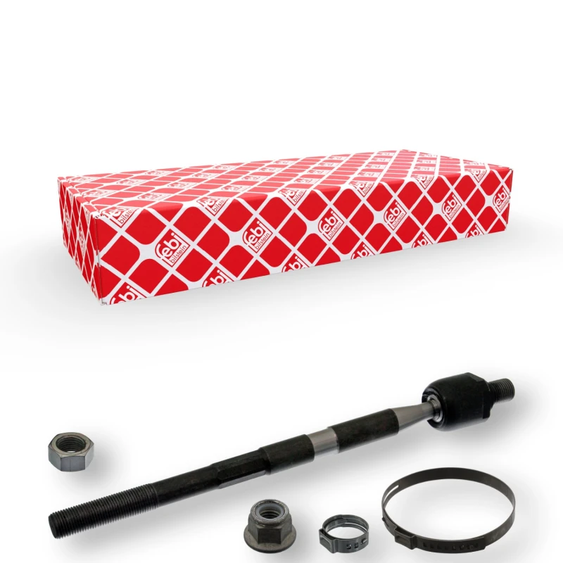 Image of FEBI BILSTEIN 43577 Inner Tie Rod Front Axle Right, with counter nut, with clamps Inner Tie Rod (51)