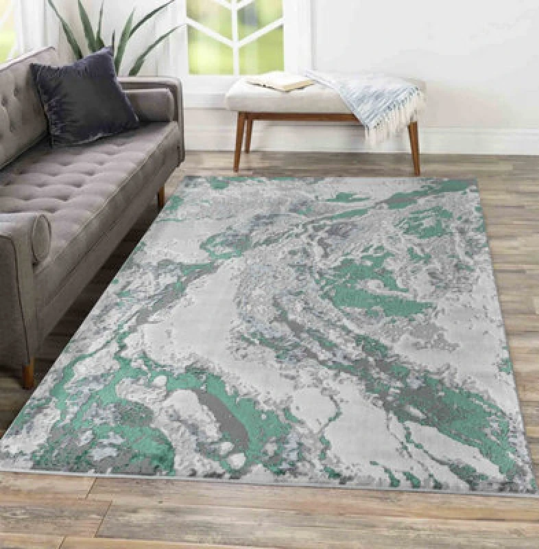Image of Smart Living Modern Carved Area Rug, Living Room Carpet, Kitchen Floor, Bedroom Soft Rugs 160Cmx230Cm -Emperor(325 Picasso Aqua)