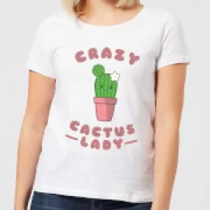 Image of Crazy Cactus Lady Womens T-Shirt - White - 4XL