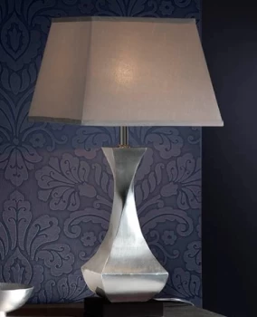 image of Deco Table Lamp with Shades Rectangle & Square, Silver, Brown, Chrome Leaf, 1x E27