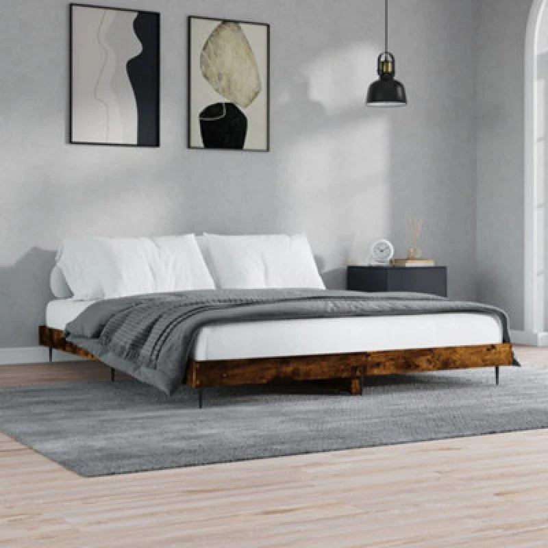 Image of Vidaxl Bed Frame Without Mattress Smoked Oak 120X200 Cm Engineered Wood
