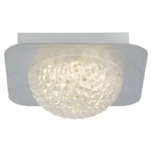 image of Netlighting 1 Light Square LED Ceiling Light - Silver Leaf with Clear Acrylic