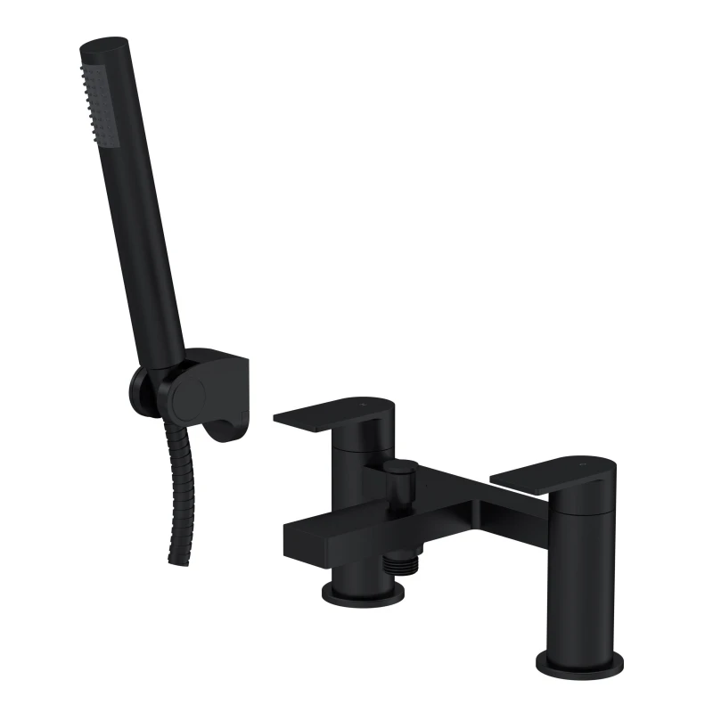 Image of Balterley Contemporary Bath Shower Mixer Tap with Shower Kit Matt Black Black
