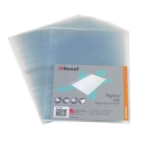 Image of Rexel Nyrex Heavy Duty Side Opening Pocket A4Pack of 25 NRBA41 11011