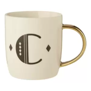 image of Bone China White/Gold C Alphabet Mug