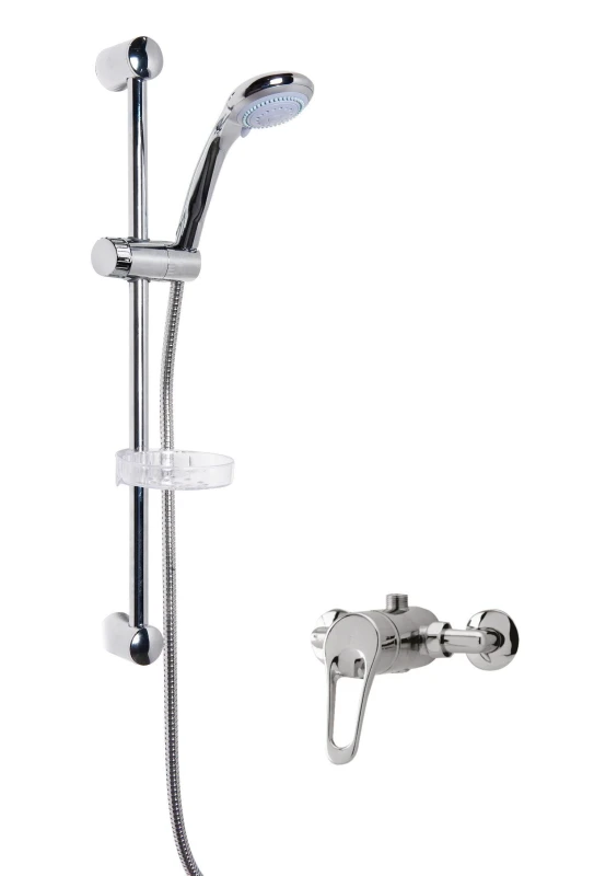 Image of Balterley Exposed Round Manual Valve Multi Function Handset Slide Rail Kit Silver unisex
