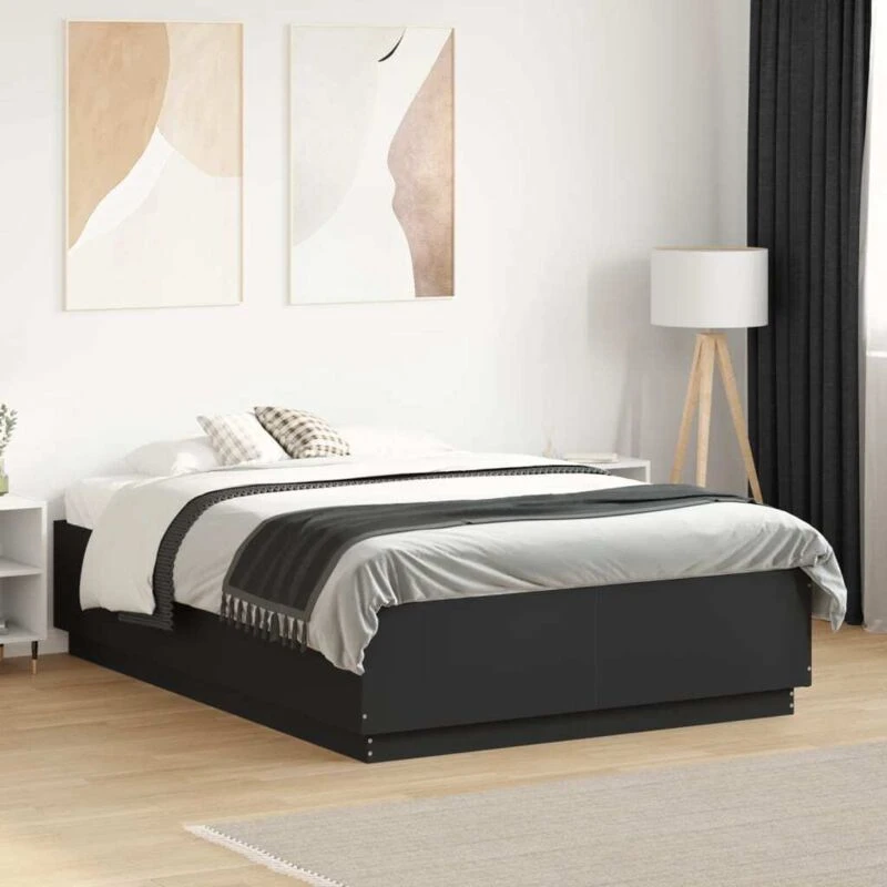 Image of VIDAXL Bed Frame with LED without Mattress Black 120x190cm Small Double Vidaxl 8721012273894