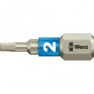 image of Wera Torsion Stainless Steel Hexagon Screwdriver Bit 2mm 25mm Pack of 1