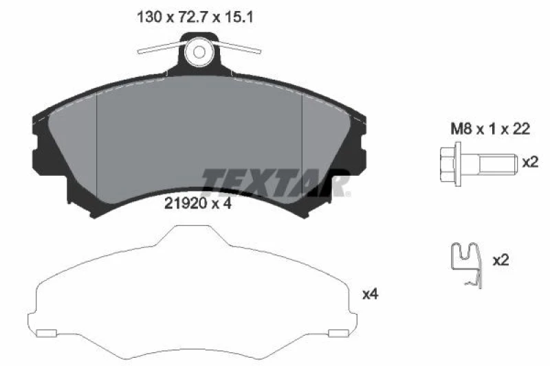 Image of Brake pad set TEXTAR 2192001