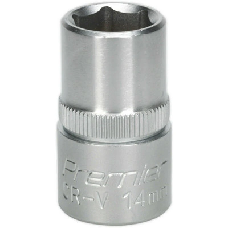 Image of Loops 14mm Steel Drive Socket - 1/2" Square Drive - Chrome Vanadium Wrench Socket Metallics