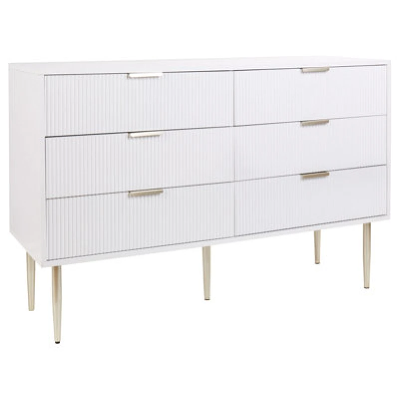 Image of Beliani Minimalist 6 Drawer Chest Soho White