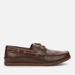 Image of Clarks Mens Pickwell Sail Leather Boat Shoes - British Tan - UK 10