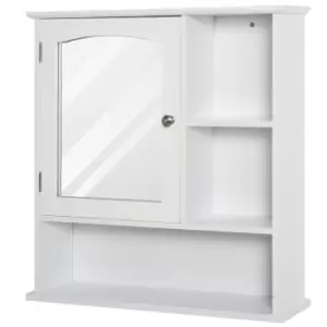 image of Kleankin Wall-Mounted Cabinet Mirror, Glass Storage Cabinet Cupboard with Shelf - White