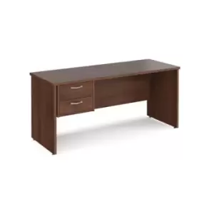 image of Office Desk Rectangular Desk 1600mm With Pedestal Walnut Top And Panel End Leg 600mm Depth Maestro 25