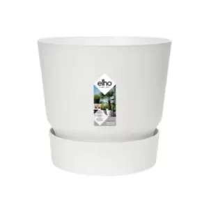 image of Elho Greenville 16cm Round Plastic Outdoor Plant Pot - White