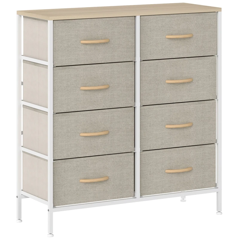 Image of HOMCOM HOMCOM Chest of Drawers Cloth Organizer w/ 8 Fabric Drawers Steel Frame for Bedroom in Dark Brown Dark Brown One Size Unisex 5063603049154