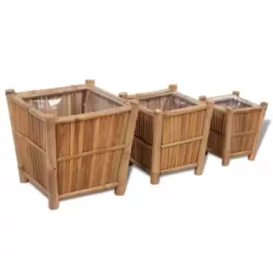 image of Vidaxl - 3 pcs Bamboo Raised Bed with Nylon Lining Brown