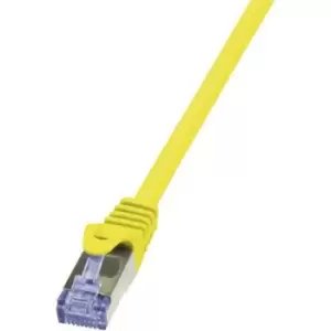 Image of LogiLink CQ3017S RJ45 Network cable, patch cable CAT 6A S/FTP 25.00cm Yellow Flame-retardant, incl. detent