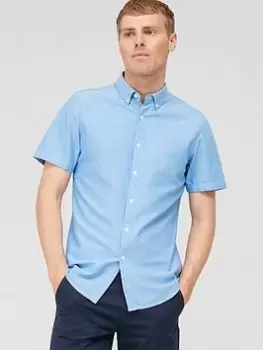 Image of Farah Brewer Short Sleeve Shirt - Blue, Size S, Men