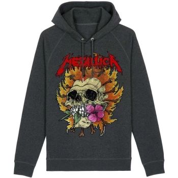 Image of Metallica - Skull Flower Washed Unisex Large Hoodie - Black
