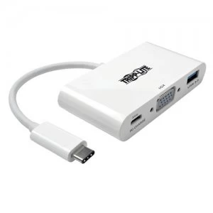 Image of Tripp Lite USB Type-C (USB-C) to VGA External Video Adapter with USB-A Hub and USB-C PD Charging Ports 1920 x 1080 (1080p)