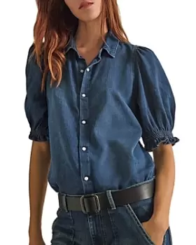 image of ba & sh Honey Puff Sleeve Denim Shirt