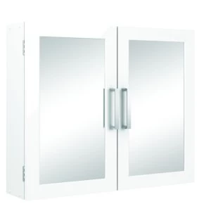 image of Wickes Double Mirror Bathroom Cabinet - White 600mm