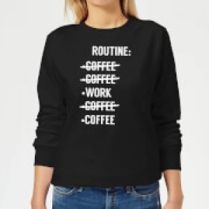 image of Coffee Routine Womens Sweatshirt - Black - 3XL