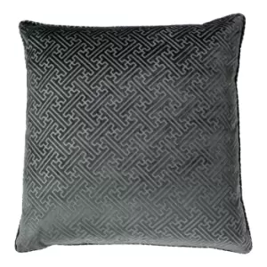 Image of Florence Embossed Velvet Cushion Graphite