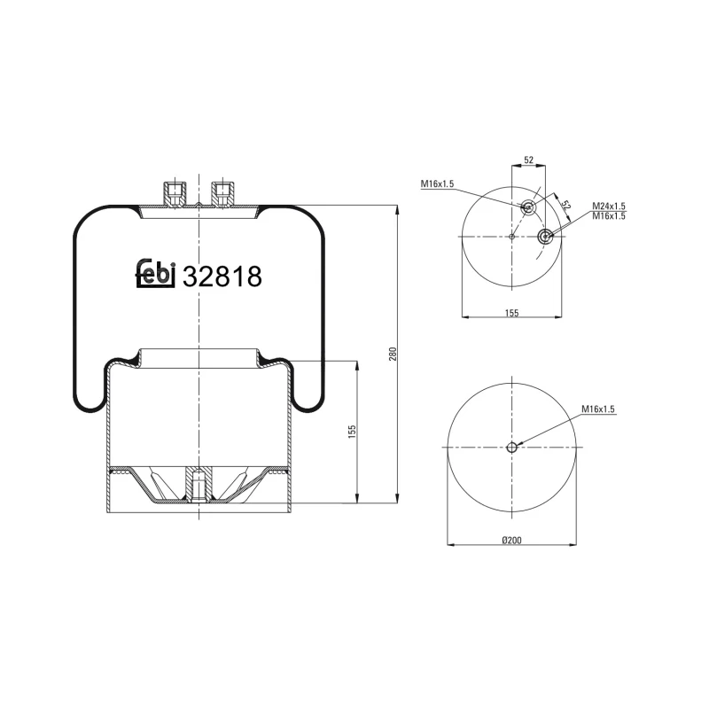 Image of FEBI BILSTEIN 32818 Boot, air suspension Rear Axle Right Boot,air suspension (324)