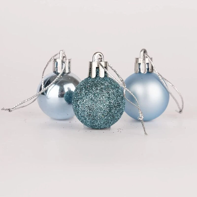 Image of Shatchi 30mm/24Pcs Christmas Baubles Shatterproof Light Blue,Tree Decorations Blue