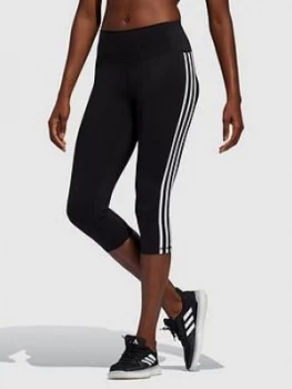 image of adidas Believe This 3 Stripe 3/4 Leggings - Black, Size 2Xs, Women