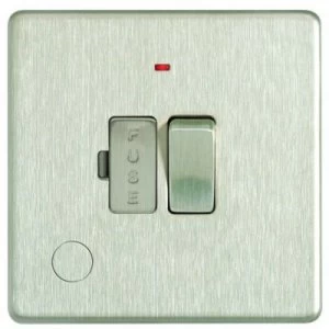 Image of Wickes 13A Switched Fused Socket + LED Screwless Flat Plate Brushed Steel