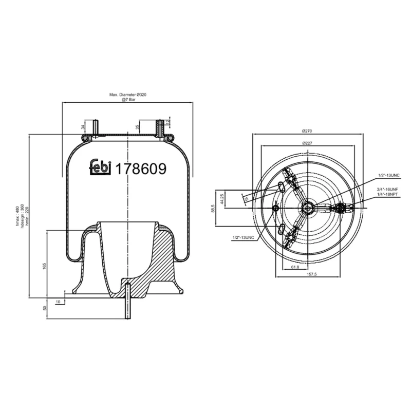 Image of FEBI BILSTEIN 178609 Boot, air suspension Front Axle Boot,air suspension (324)