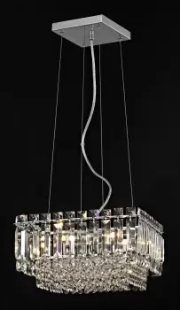 Image of Alvery 5 Light Polished Chrome Ceiling Fitting Square Clear Crystal