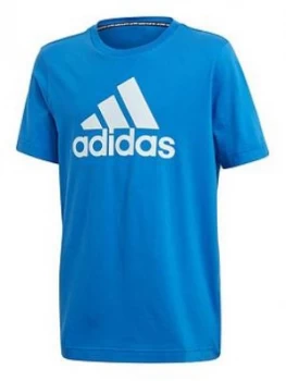 Image of Boys, adidas Youth Must Haves Badge Of Sports Tee - Blue, Size 11-12 Years