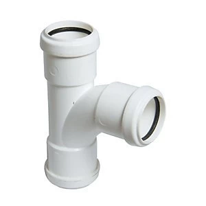 Image of FloPlast WP23W Push-Fit Waste 92.5 Deg Equal Tee - White 40mm