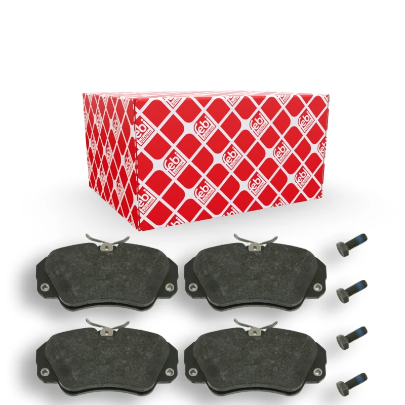 Image of FEBI BILSTEIN 16031 Brake pad set Front Axle, excl. wear warning contact, with bolts/screws Brake Pad Set,disc brake (402)