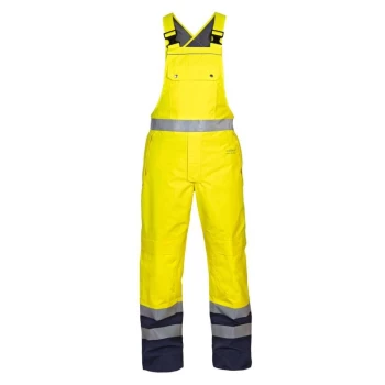 image of Utting SNS High Visibility Waterproof Bib & Brace Saturn Yellow/Navy - Size M