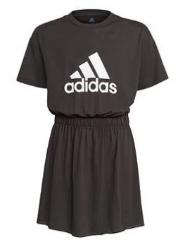 image of adidas Girls Dance Dress - Black/White, Size 11-12 Years, Women